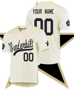 Custom Vanderbilt Commodores Baseball College World Series Jersey - Cream