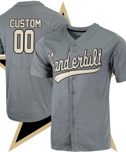 Custom Vanderbilt Commodores Full-Button College Baseball Jersey - Charcoal