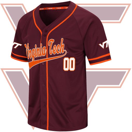 Custom Virginia Tech Hokies Colosseum Turf 'n' Turf Baseball Jersey - Maroon