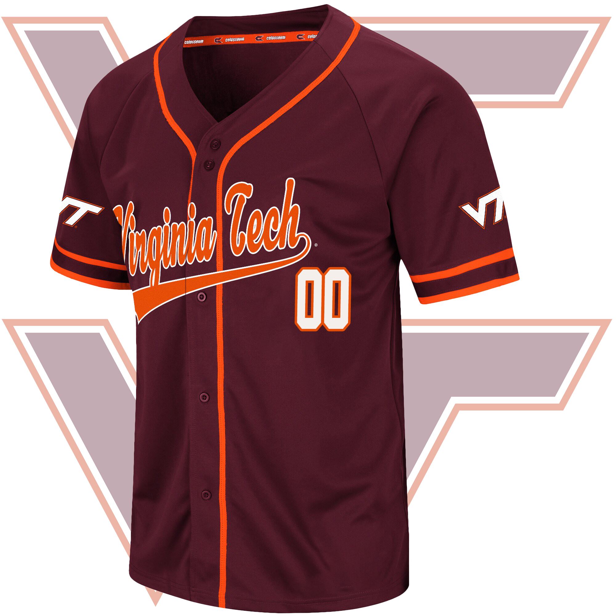 Custom Virginia Tech Hokies Colosseum Turf 'n' Turf Baseball Jersey - Maroon Custom Virginia Tech Hokies Colosseum Turf 'n' Turf Baseball Jersey - Maroon