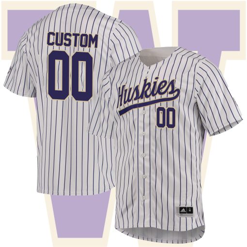 Custom Washington Huskies Button-Up College Baseball Jersey - White