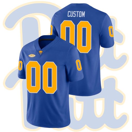 Custom Pitt Panthers Royal College Football Game Jersey