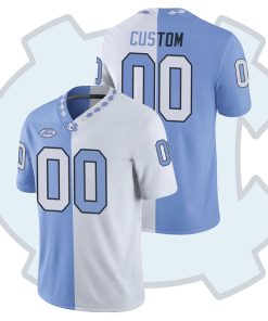 Custom North Carolina Tar Heels Game College Football Jersey White Blue Split Edition