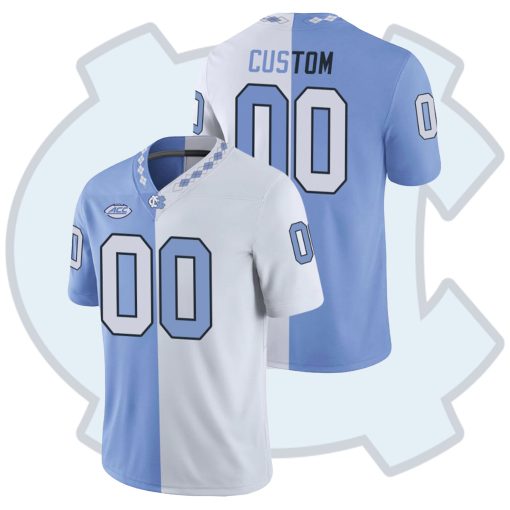 Custom North Carolina Tar Heels Game College Football Jersey White Blue Split Edition