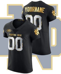 Custom Notre Dame Fighting Irish Black Golden Edition College Football Jersey