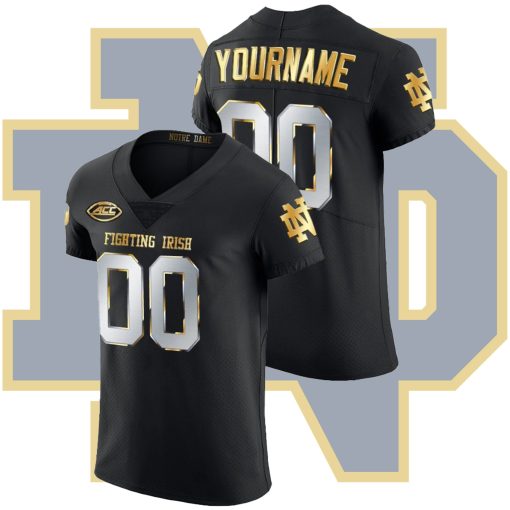 Custom Notre Dame Fighting Irish Black Golden Edition College Football Jersey