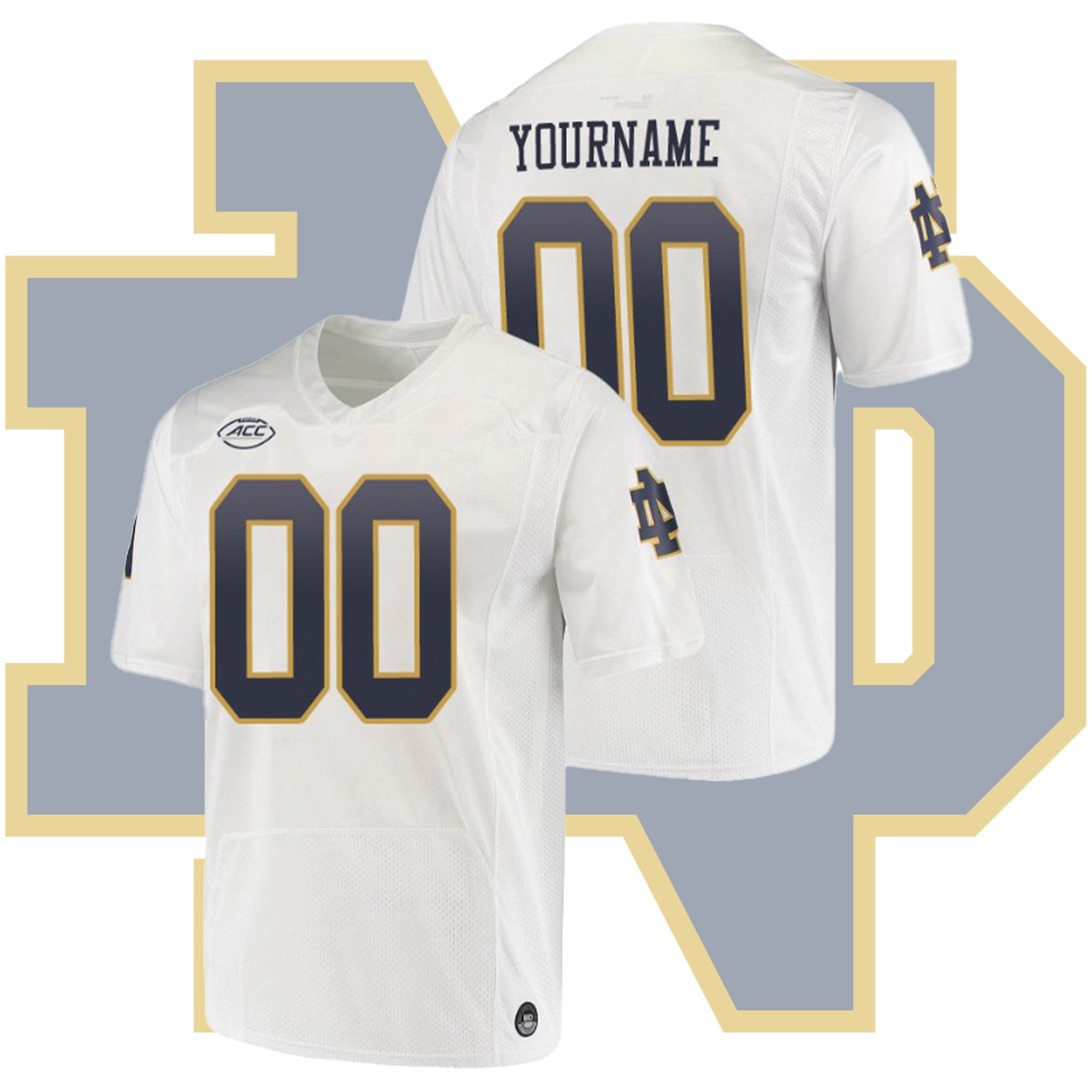 Custom Notre Dame Fighting Irish White College Football Playoff Jersey Custom Notre Dame Fighting Irish White College Football Playoff Jersey