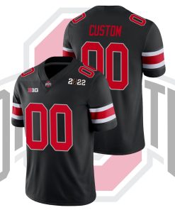 Custom Ohio State Buckeyes Black Red 2022 National Championship College Football Jersey
