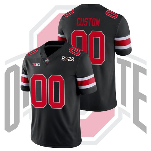 Custom Ohio State Buckeyes Black Red 2022 National Championship College Football Jersey