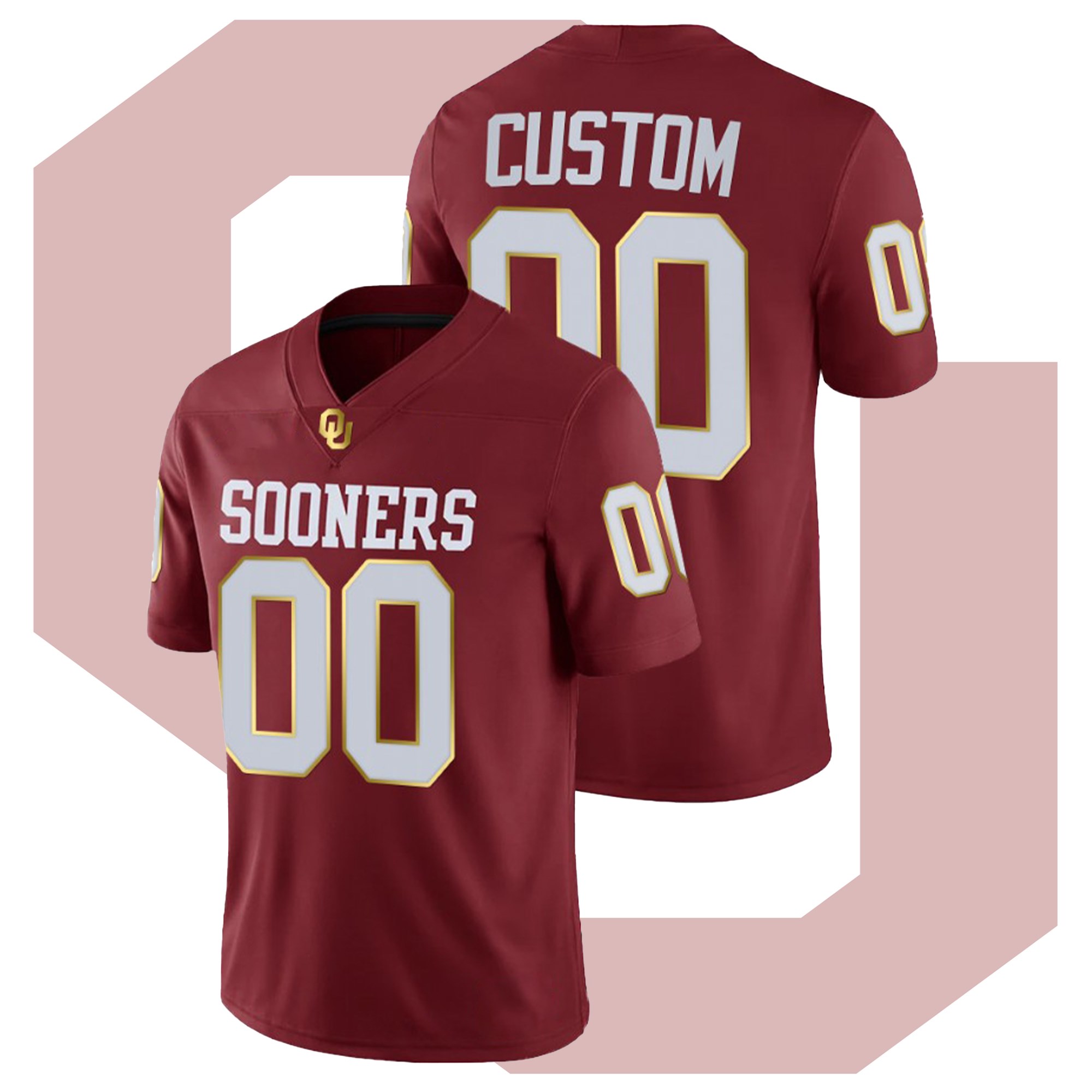 Custom Oklahoma Sooners Crimson 2021 Red River Showdown Golden Edition College Football Jersey Custom Oklahoma Sooners Crimson 2021 Red River Showdown Golden Edition College Football Jersey