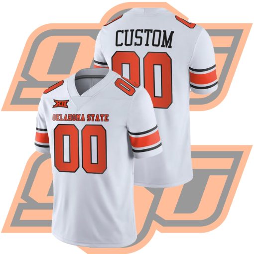 Custom Oklahoma State Cowboys White College Football Throwback Jersey