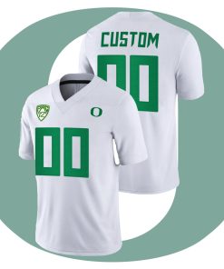 Custom Oregon Ducks White Green College Football Game Jersey