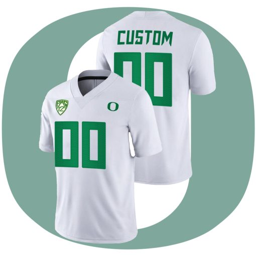 Custom Oregon Ducks White Green College Football Game Jersey