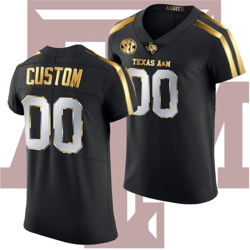 Custom Texas A&M Aggies Black Golden Edition College Football Jersey