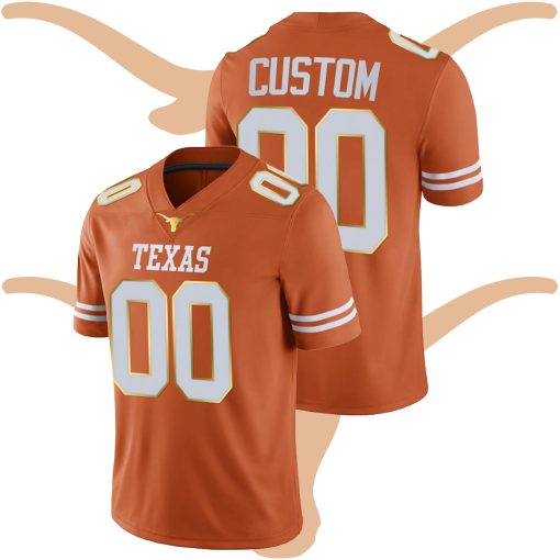 Custom Texas Longhorns Orange Red River Showdown Golden Patch Jersey