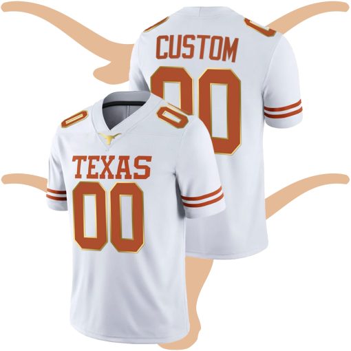 Custom Texas Longhorns White Red River Showdown Golden Edition Jersey