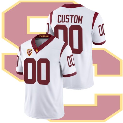 Custom USC Trojans Fight On Jersey White College Football