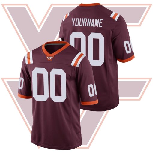 Custom Virginia Tech Hokies Maroon Football Game Jersey