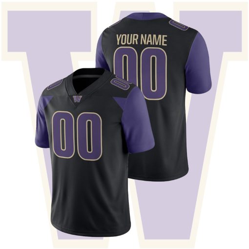 Custom Washington Huskies Black College Football Game Jersey