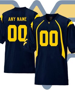 Custom West Virginia Mountaineers Football Navy College Jersey