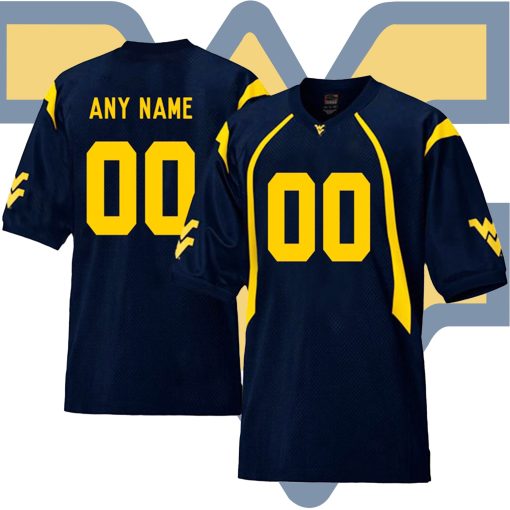 Custom West Virginia Mountaineers Football Navy College Jersey