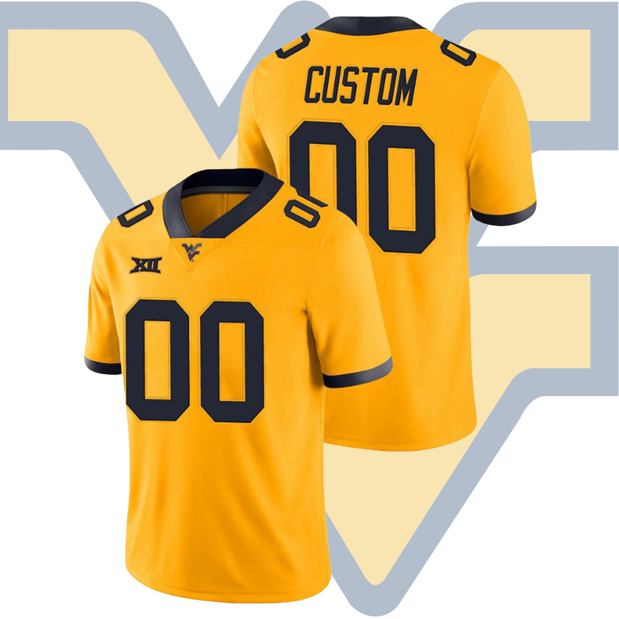 Custom West Virginia Mountaineers Gold Throwback Alternate Game College Football Jersey Custom West Virginia Mountaineers Gold Throwback Alternate Game College Football Jersey