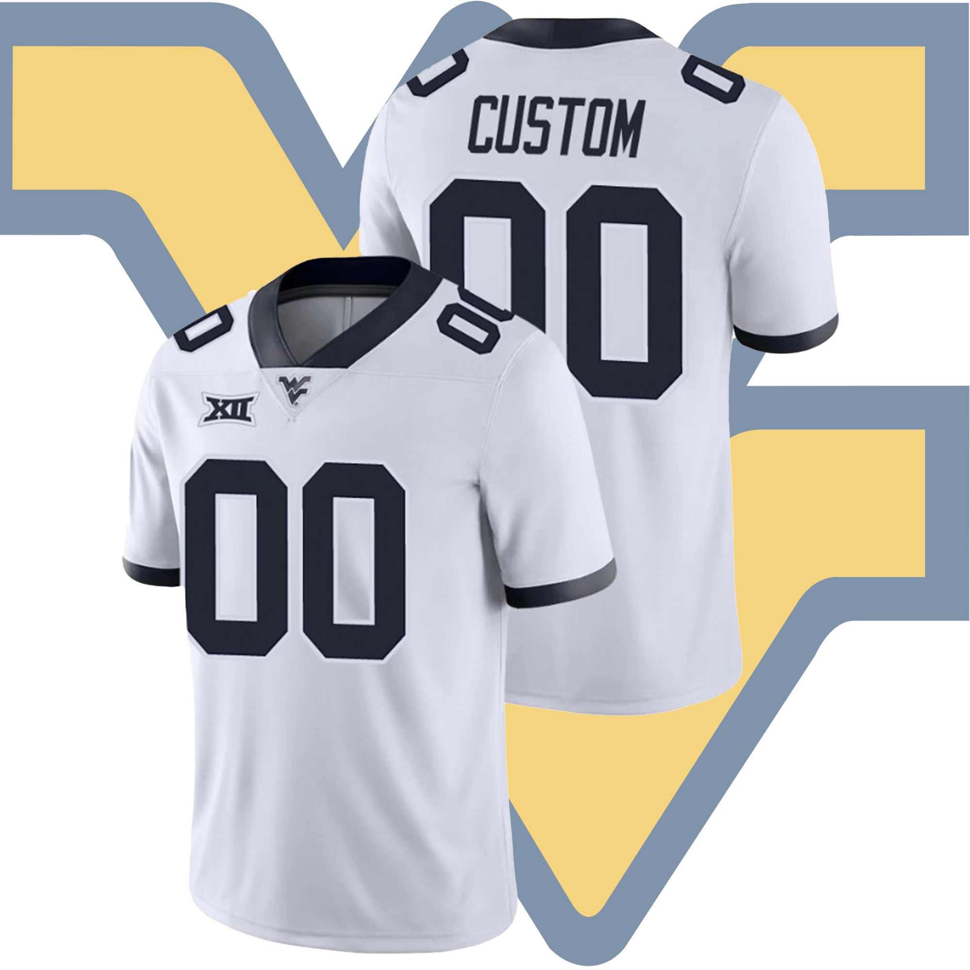 Custom West Virginia Mountaineers White Game College Football Jersey Custom West Virginia Mountaineers White Game College Football Jersey