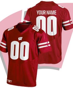 Custom Wisconsin Badgers Red College Football TC Jersey