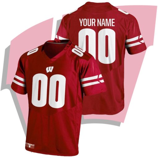 Custom Wisconsin Badgers Red College Football TC Jersey