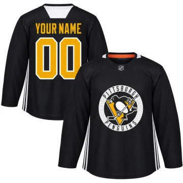Áo tập Pittsburgh Penguins màu đen tùy chỉnh YOUR NAME số 00, mặt trước và mặt sau