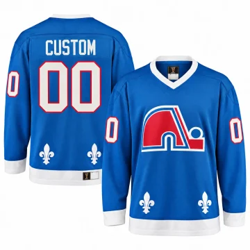 Quebec Nordiques custom vintage blue jersey front and back