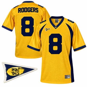 Aaron Rodgers California Golden Bears number 8 gold football jersey front and back