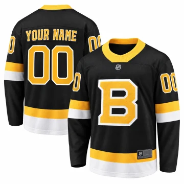 Boston Bruins 2019-20 alternate custom black jersey front and back