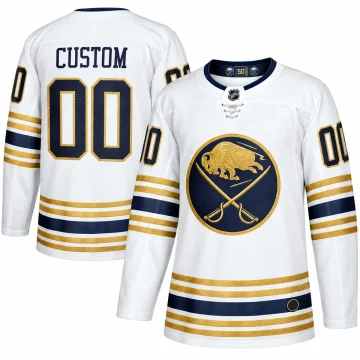 Buffalo Sabres 50th anniversary white custom jersey front and back