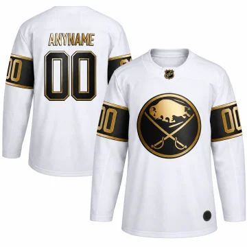 Custom Buffalo Sabres white black and gold ANYNAME 00 jersey, front and back