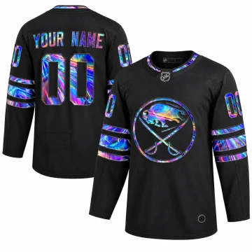 Custom Buffalo Sabres black holographic YOUR NAME 00 jersey, front and back