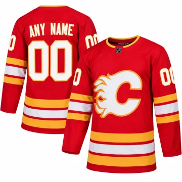 Calgary Flames 2018-19 red retro third custom jersey front and back