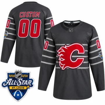 Calgary Flames 2020 NHL All-Star dark gray jersey front and back with St. Louis patch