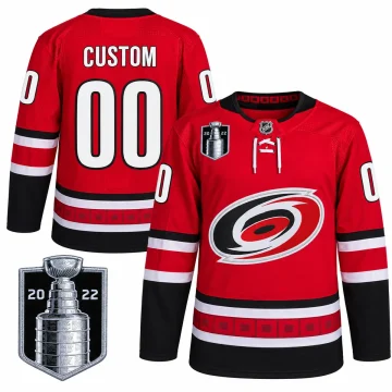 Custom Carolina Hurricanes 2022 Stanley Cup Playoffs red pro jersey, front and back views