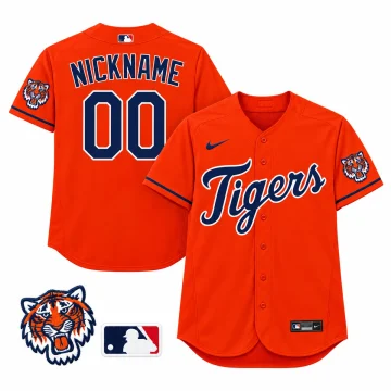 Front and back of Custom Detroit Tigers 2021 Players' Weekend Nickname Jersey Orange