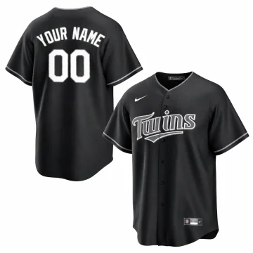 Minnesota Twins black and white custom baseball jersey front and back