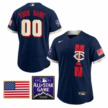 Custom Minnesota Twins 2021 All-Star Game navy baseball jersey front and back