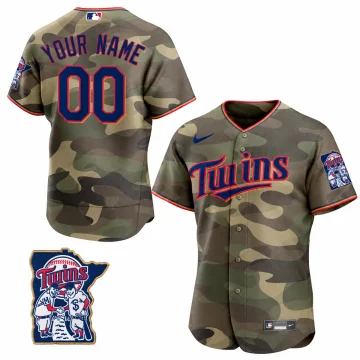 Minnesota Twins camouflage custom baseball jersey front and back
