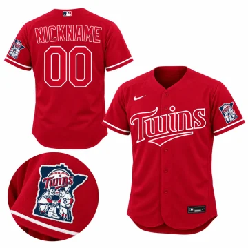 Minnesota Twins red Players Weekend nickname custom baseball jersey front and back