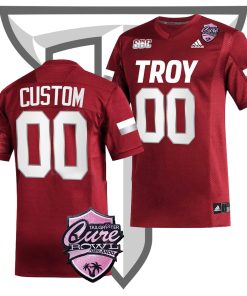 Custom Troy Trojans 2022 Sun Belt Championship College Football Cardinal Jersey