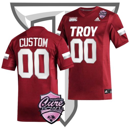 Custom Troy Trojans 2022 Sun Belt Championship College Football Cardinal Jersey