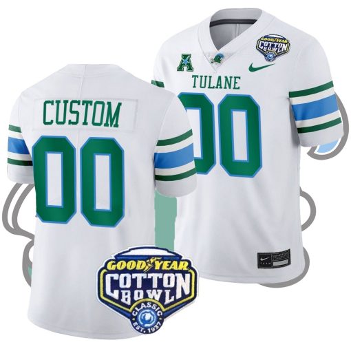 Custom Tulane Green Wave Green 2023 Cotton Bowl College Football Playoff Jersey