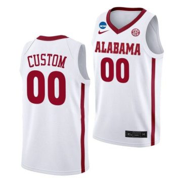 Custom Alabama Crimson Tide 2023 NCAA March Madness White Basketball Jersey