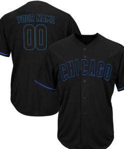 Custom Chicago Cubs 2012 Black Fashion V-Neck Jersey