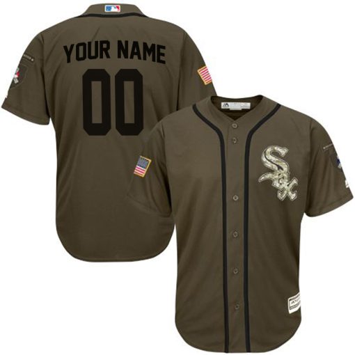 Custom Chicago White Sox Retired Green Salute To Service 2016 Flexbase Baseball Jersey